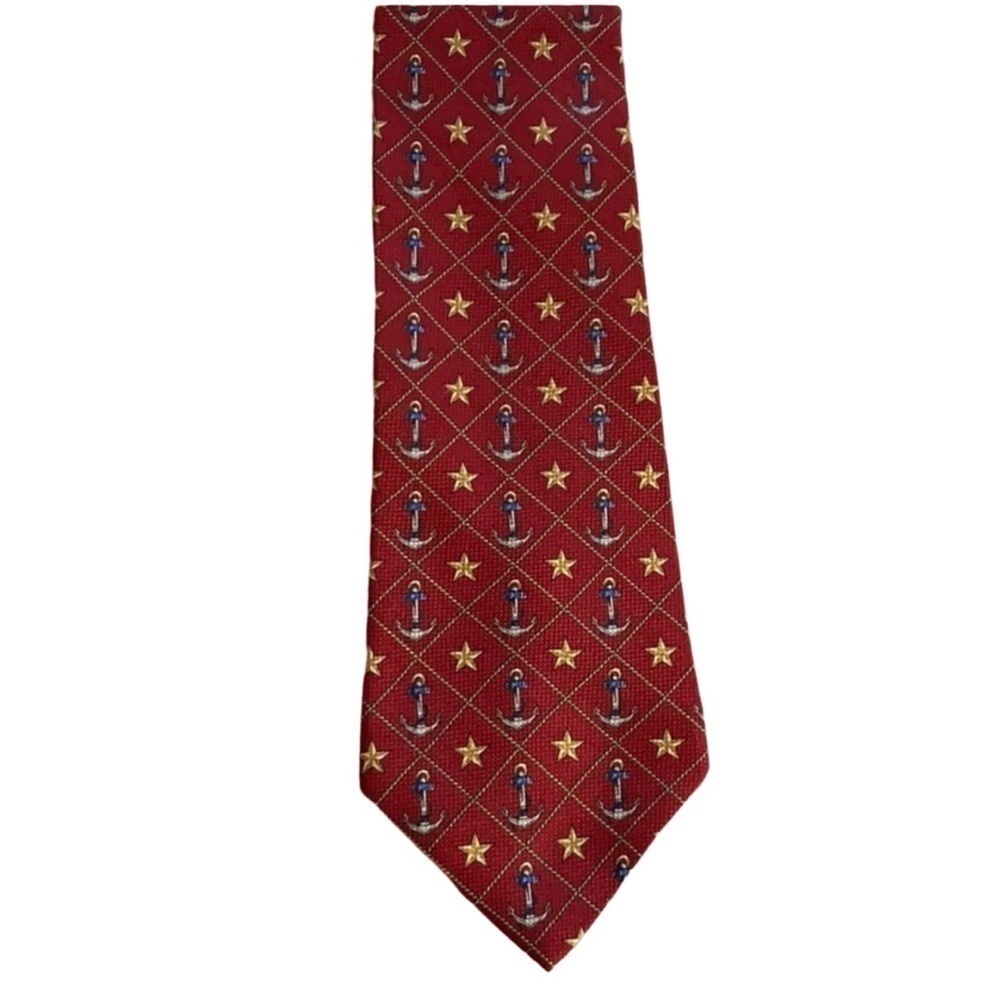 Tommy Hilfiger silk necktie Nautical theme - anchors, stars